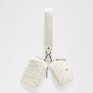 NWT Lululemon Athletica Dual Pouch Wristlet Studded Bone/Silver RARE